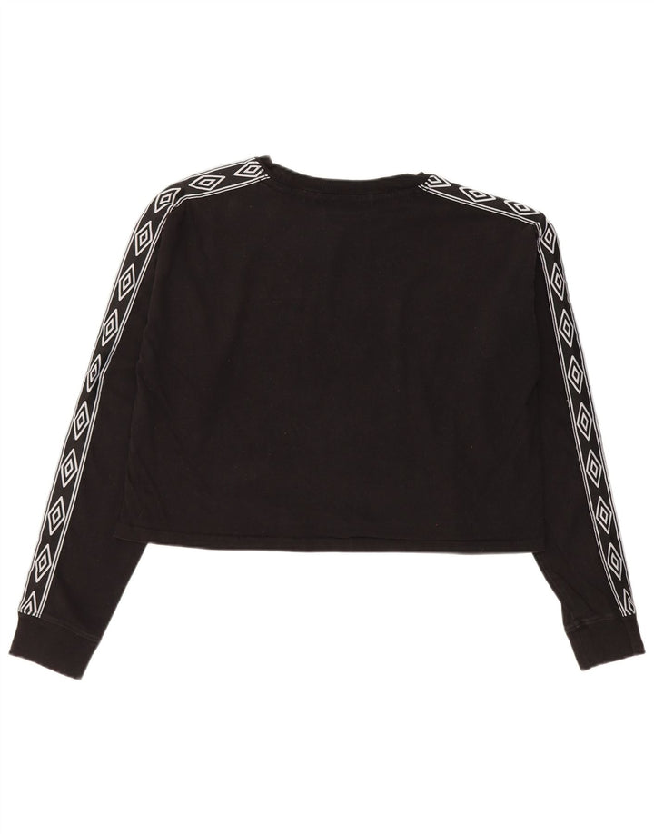 Umbro Womens Crop Oversized Graphic Top Long Sleeve UK 10 Small Black