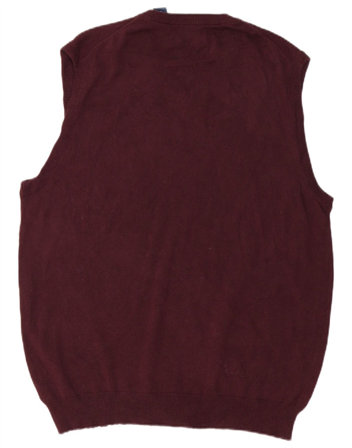 CHAPS Mens Vest Tank Top Medium Burgundy Cotton