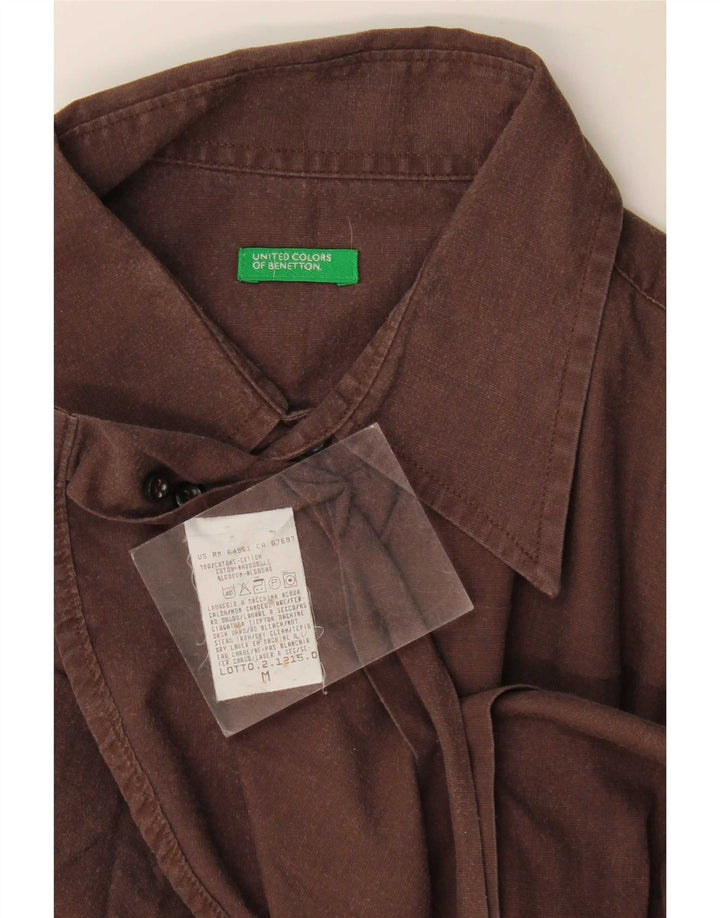 Benetton Mens Shirt Medium Burgundy Cotton
