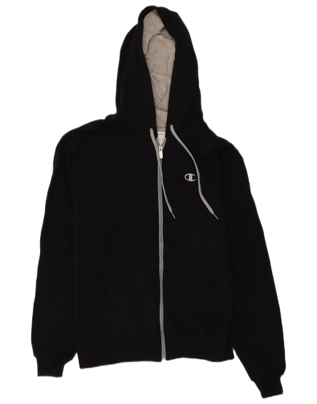 Champion Mens Zip Hoodie Sweater Medium Black Cotton