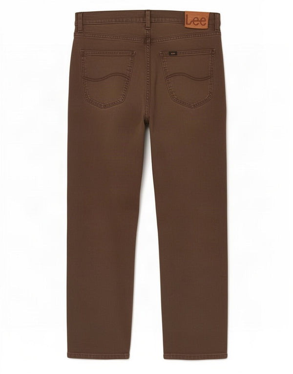 Lee Mens Brooklyn Straight Jeans W33 L32 Brown Cotton
