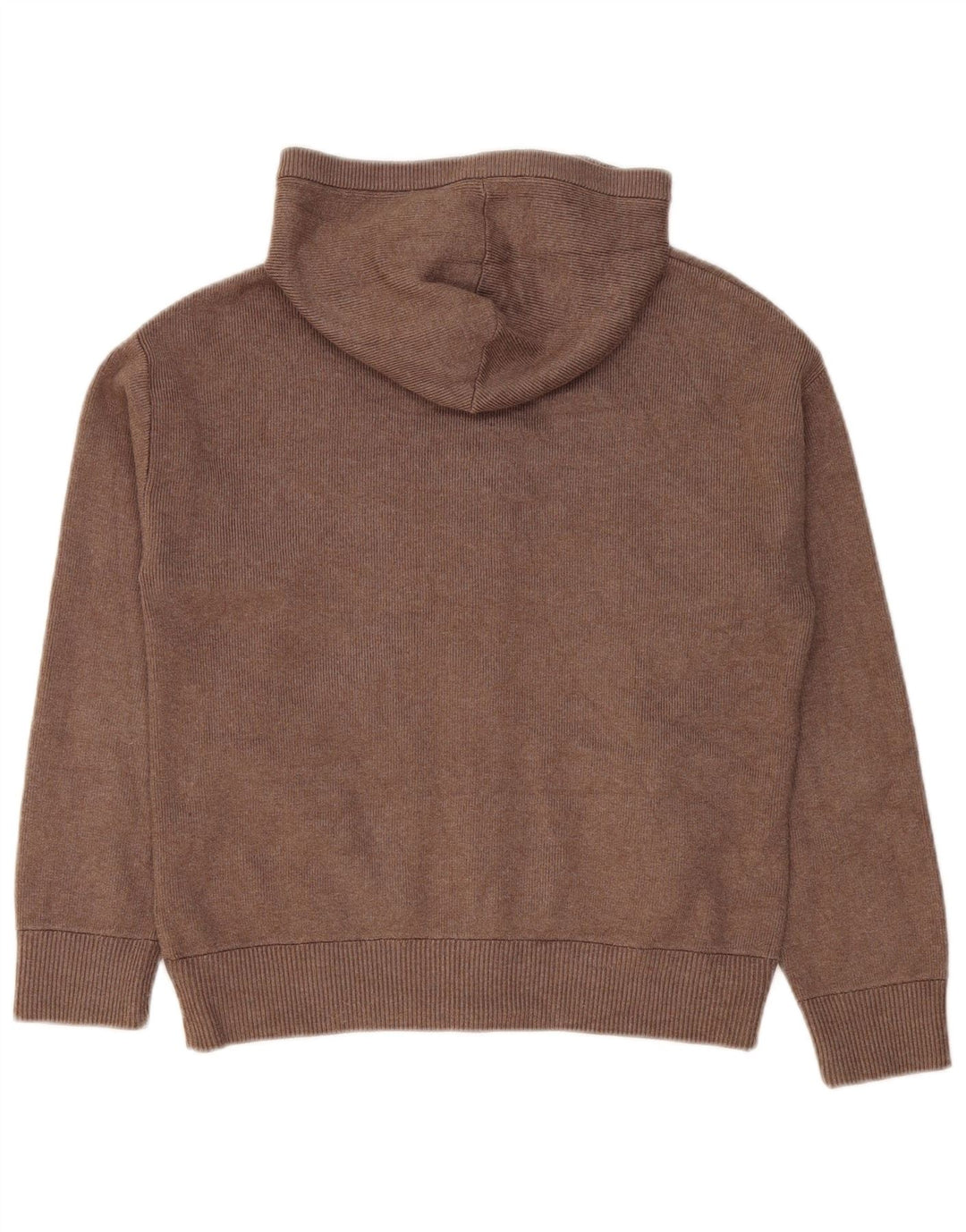 Marks & Spencer Womens Hooded Full Zip Cardigan Sweater UK 14 Medium Brown