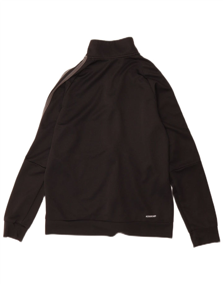 Adidas Boys Aeroready Tracksuit Top Jacket 13-14 Years Black Polyester