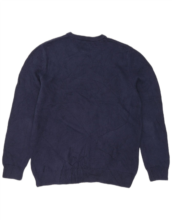 Chaps Mens Crew Neck Jumper Sweater Medium Navy Blue Cotton