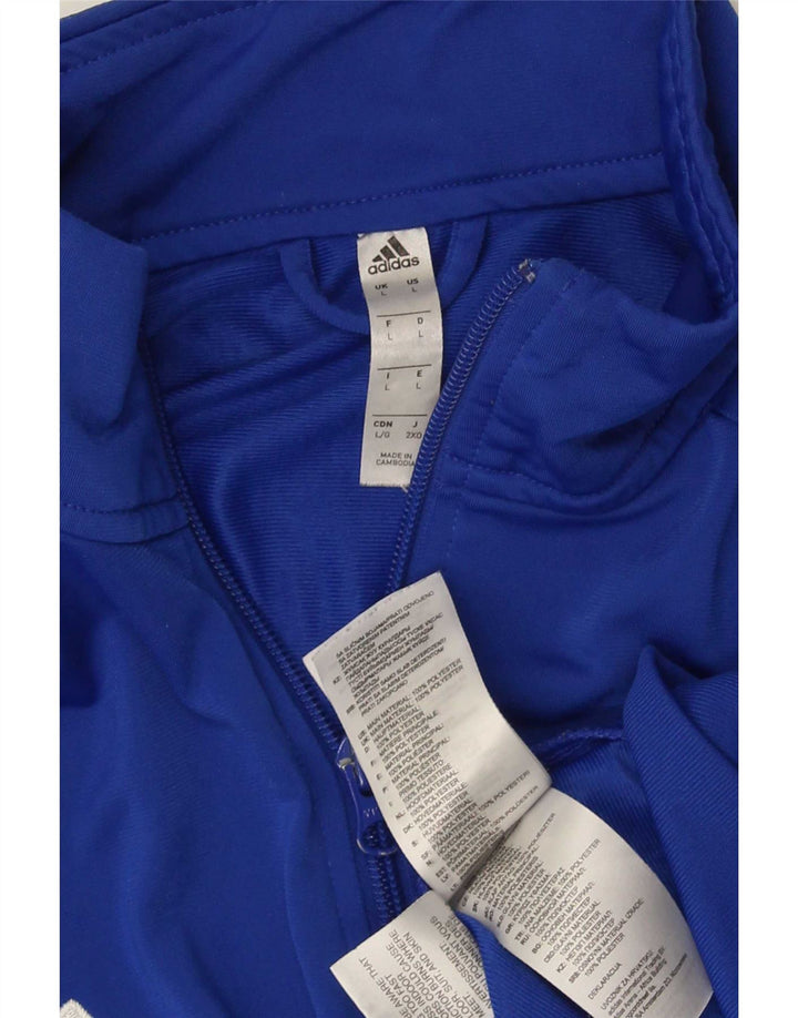 Adidas Mens Tracksuit Top Jacket Large Blue Polyester