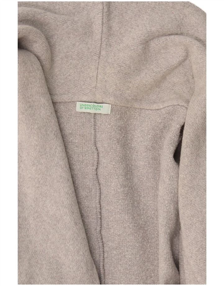 Benetton Womens Longline Open Cardigan Sweater UK 14 Medium Grey