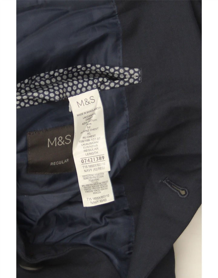 Marks & Spencer Mens 2 Button Blazer Jacket UK 42 Large Navy Blue