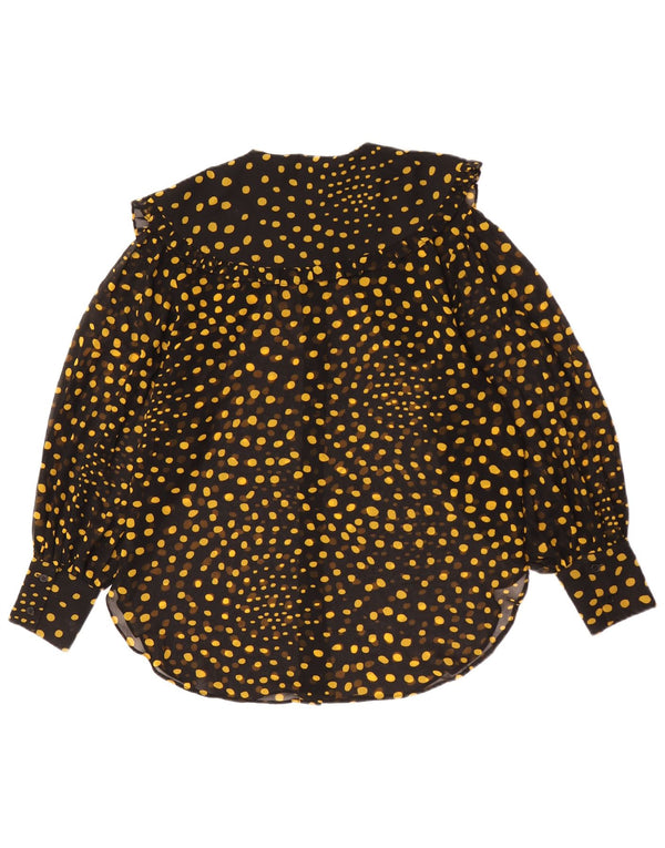 Topshop Womens Oversized Shirt Blouse UK 10 Small Black Spotted Polyester