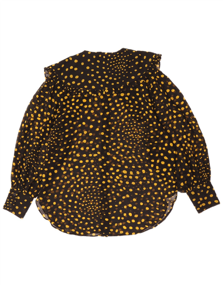 Topshop Womens Oversized Shirt Blouse UK 10 Small Black Spotted Polyester