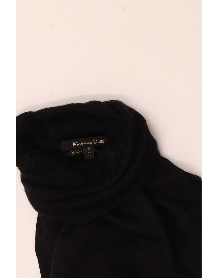Massimo Dutti Womens Roll Neck Jumper Sweater UK 8 Small Black