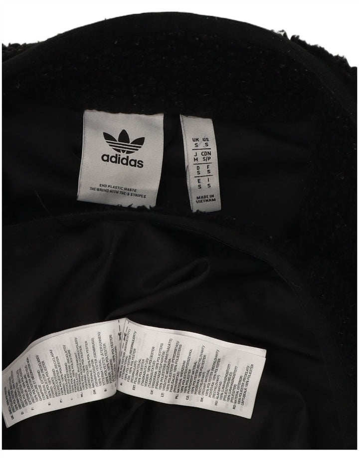 Adidas Mens Loose Fit Fleece Jacket UK 36 Small Black Polyester