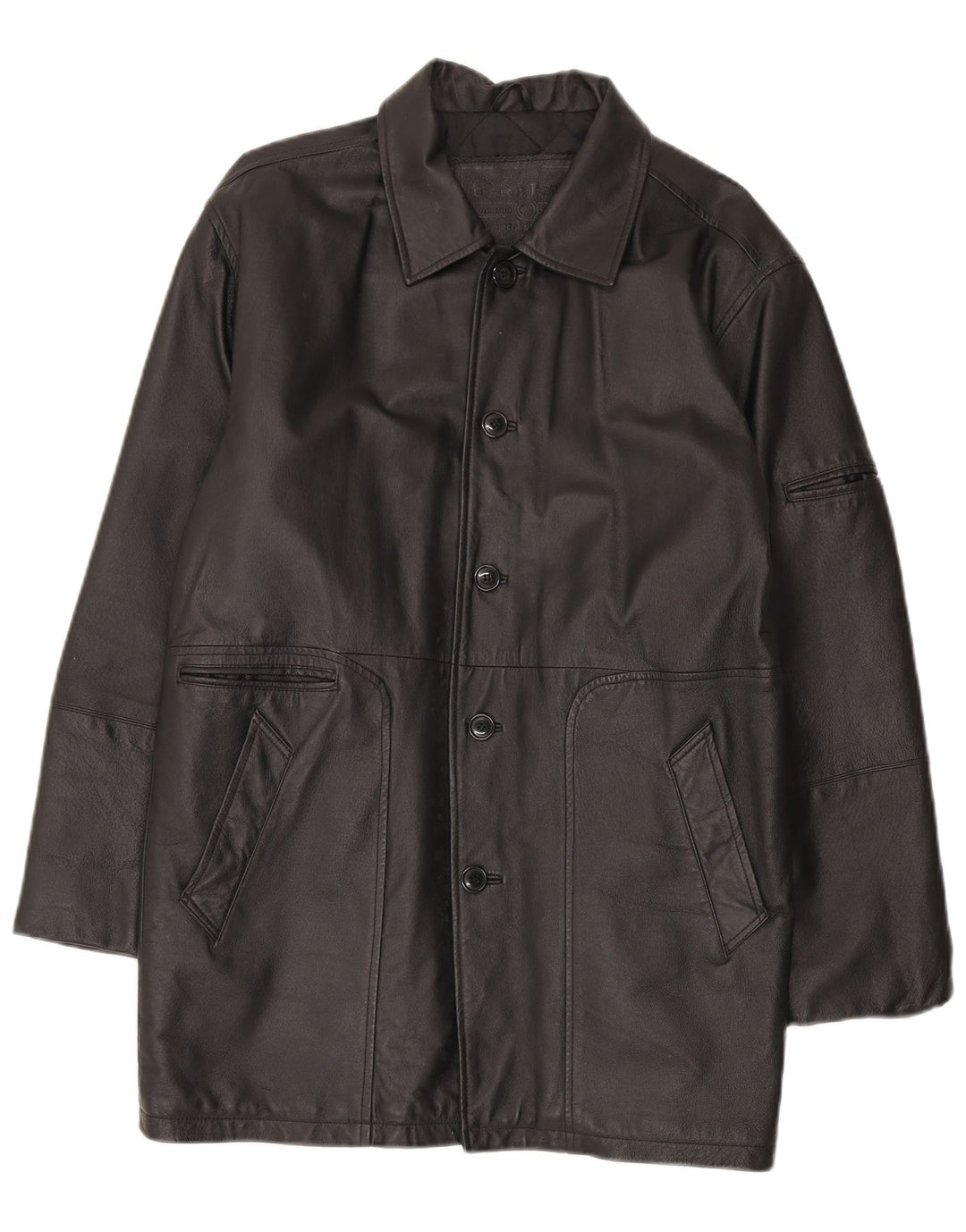 Union River Mens Leather Coat UK 41/43 Large Black Leather