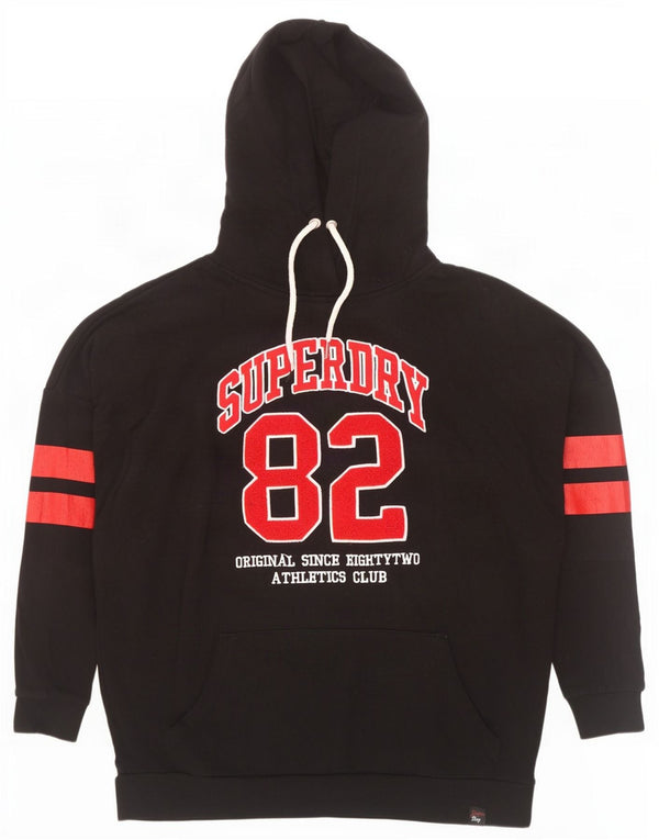 Superdry Mens Graphic Loose Fit Hoodie Jumper Large Black Cotton