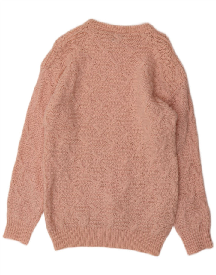 BENETTON Womens Boat Neck Jumper Sweater UK 12 Medium Pink Wool