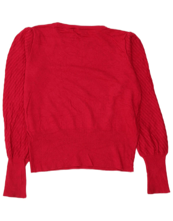 Marks & Spencer Womens Crop Boat Neck Jumper Sweater UK 10 Small Red