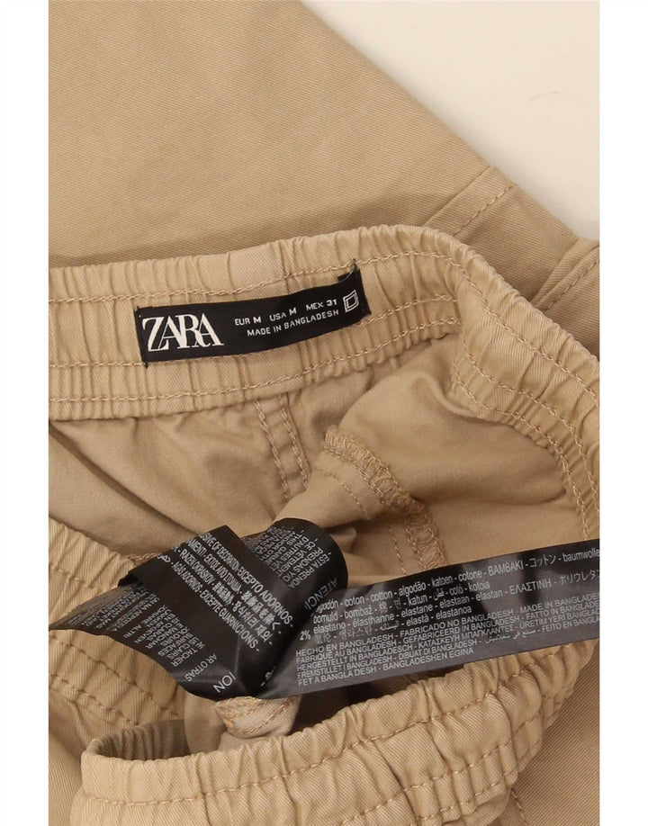 Zara Mens Joggers Cargo Trousers Medium W31 L27 Beige Cotton
