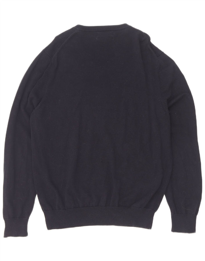 Marks & Spencer Mens V-Neck Jumper Sweater Large Navy Blue Cotton