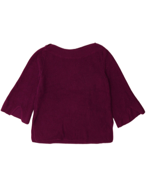 Massimo Dutti Womens 3/4 Sleeve Boat Neck Jumper Sweater UK 10 Small Maroon