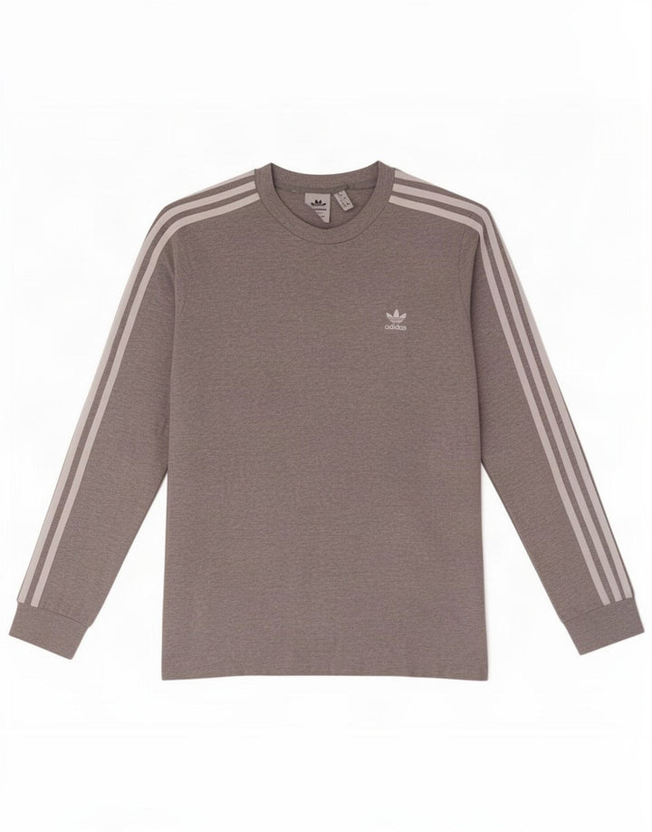 Adidas Womens Top Long Sleeve UK 12 Medium Grey Cotton