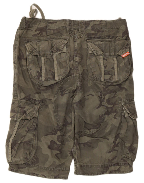 Superdry Mens Cargo Shorts Medium W32 Khaki Camouflage Cotton