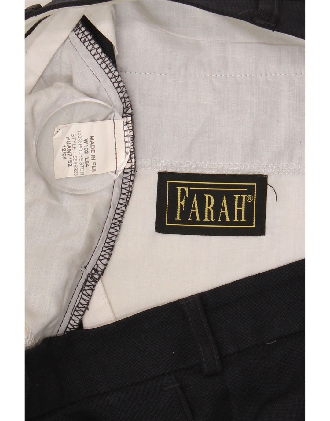 FARAH Mens Straight Suit Trousers W40 L30 Navy Blue Polyester Vintage Farah and Second-Hand Farah from Messina Hembry 