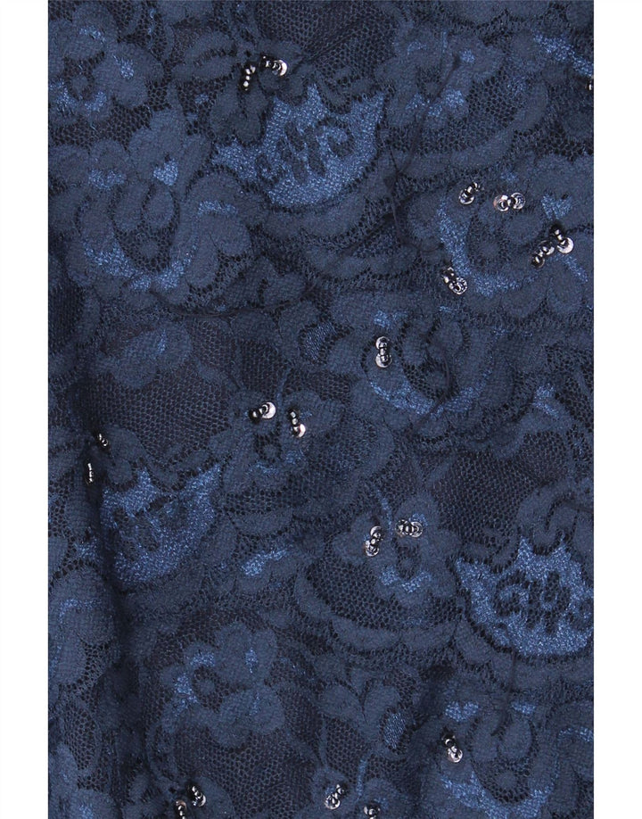 DEBUT Womens Maxi Dress UK 14 Medium Navy Blue Nylon Vintage Debut and Second-Hand Debut from Messina Hembry 