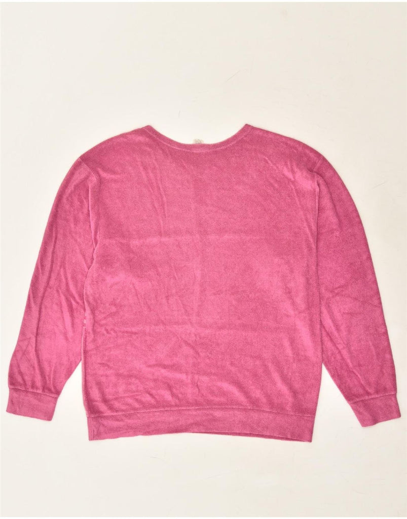 VINTAGE Womens Sweatshirt Jumper UK 18 XL Pink Striped | Vintage Vintage | Thrift | Second-Hand Vintage | Used Clothing | Messina Hembry 