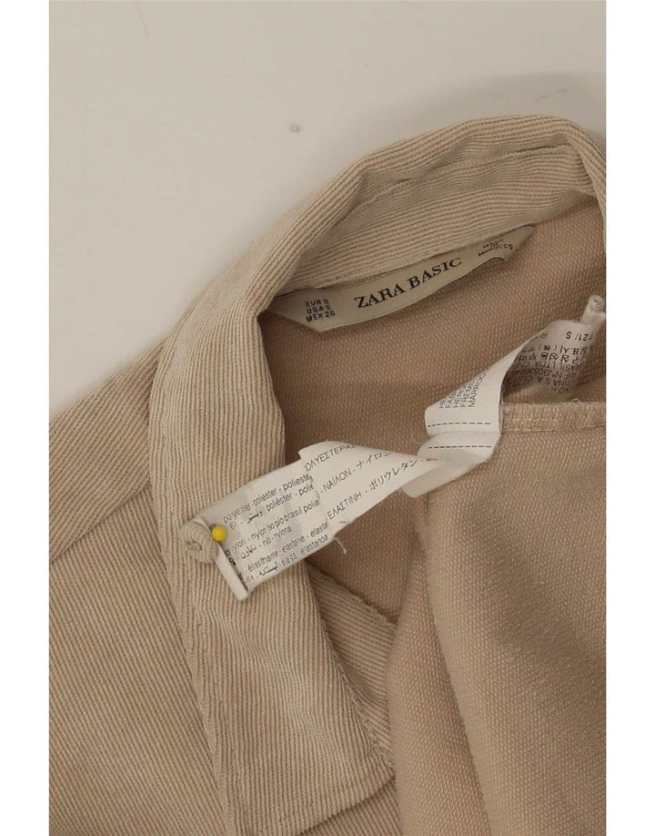 Zara Womens Oversized Shirt UK 10 Small Beige Polyester