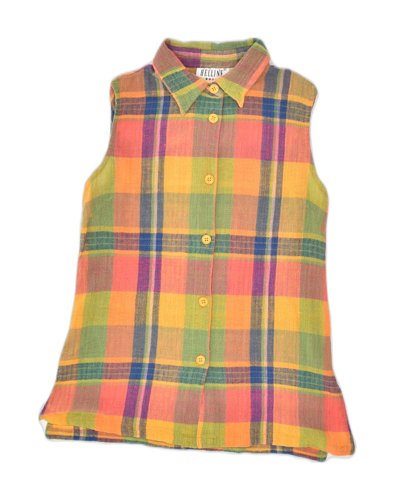 HELLINE Womens Sleeveless Shirt Blouse UK 10 Small Multicoloured Check | Vintage HELLINE | Thrift | Second-Hand HELLINE | Used Clothing | Messina Hembry 