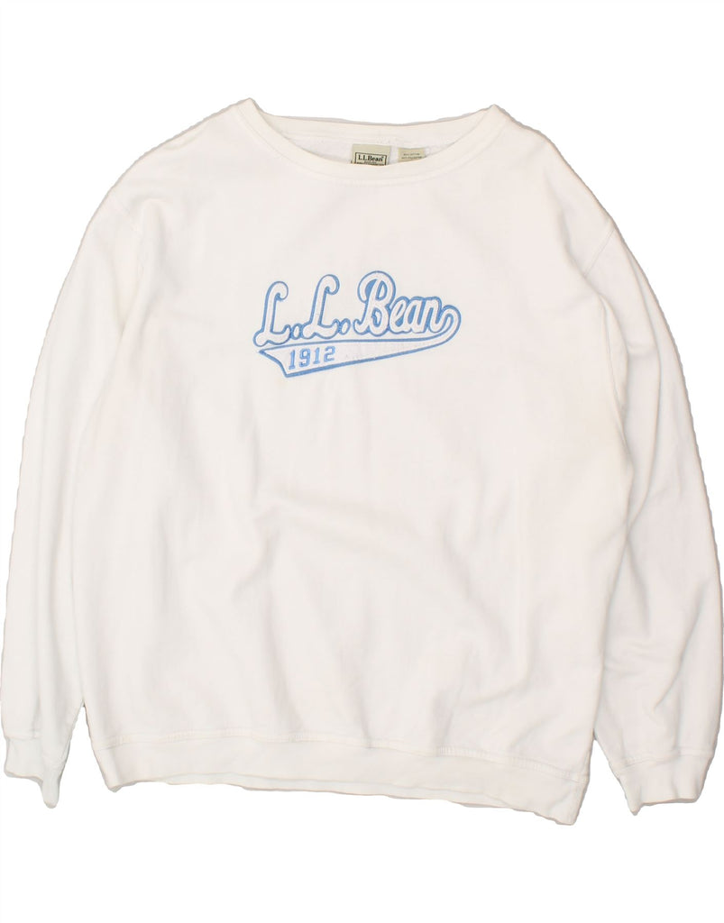 L.L.BEAN Mens Graphic Sweatshirt Jumper Large White Cotton | Vintage L.L.Bean | Thrift | Second-Hand L.L.Bean | Used Clothing | Messina Hembry 