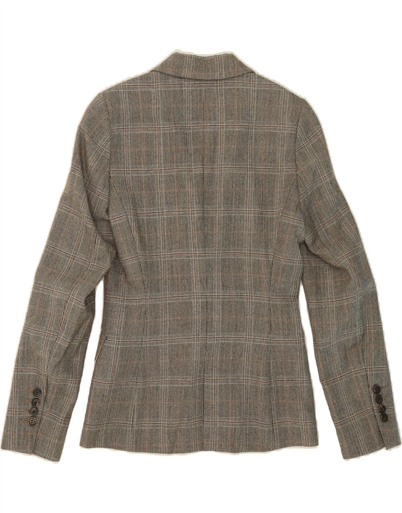 MASSIMO DUTTI Womens 1 Button Blazer Jacket EU 38 Small Grey Check Cotton Vintage Massimo Dutti and Second-Hand Massimo Dutti from Messina Hembry 