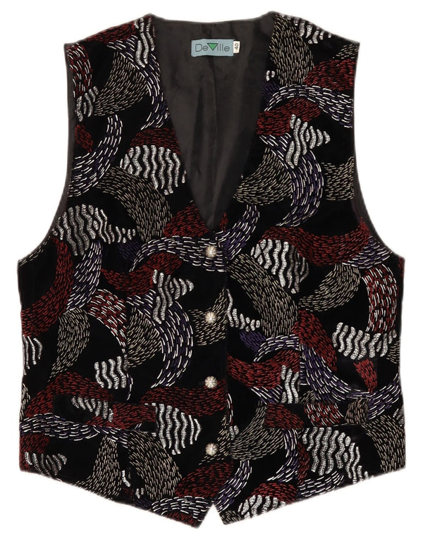 DE VILLE Womens Waistcoat EU 40 Medium Black Geometric Acetate