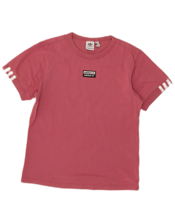 Adidas Womens T-Shirt Top UK 10 Small Pink Cotton
