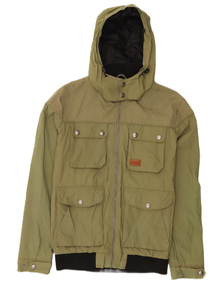 Jack & Jones Mens Hooded Utility Jacket UK 38 Medium Khaki Nylon