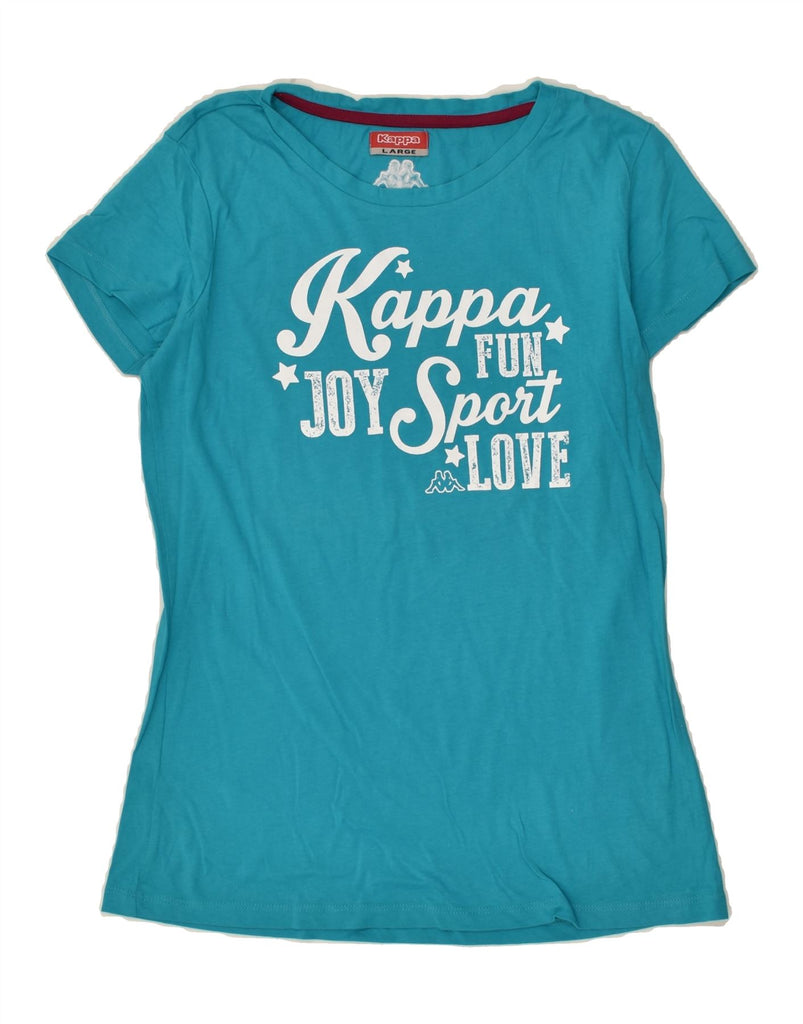KAPPA Womens Graphic T-Shirt Top UK 14 Large Blue | Vintage Kappa | Thrift | Second-Hand Kappa | Used Clothing | Messina Hembry 