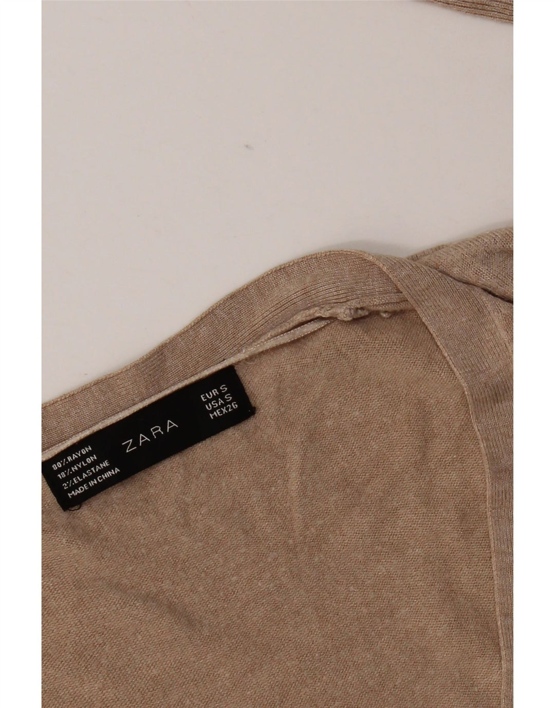 Zara Womens V-Neck Jumper Sweater UK 10 Small Beige