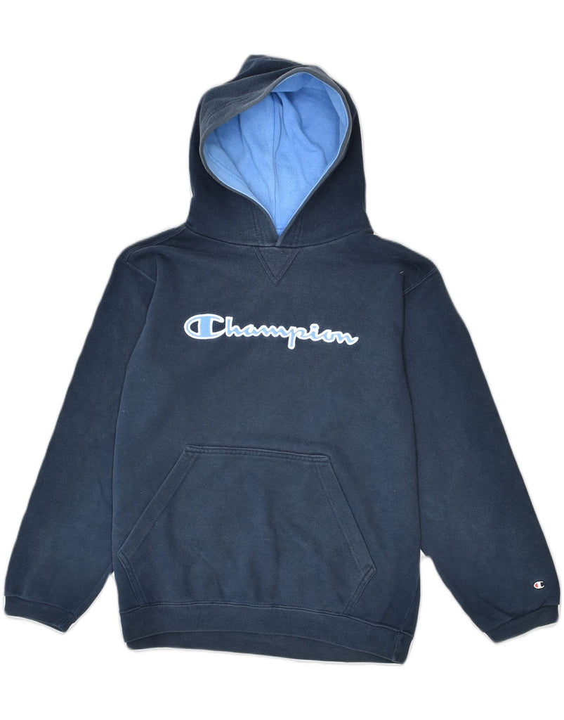 CHAMPION Boys Oversized Graphic Hoodie Jumper 11-12 Years Navy Blue Cotton | Vintage | Thrift | Second-Hand | Used Clothing | Messina Hembry 