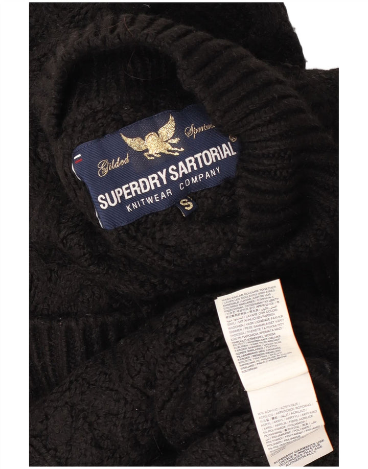 Superdry Womens Oversized Turtle Neck Jumper Sweater UK 10 Small Black