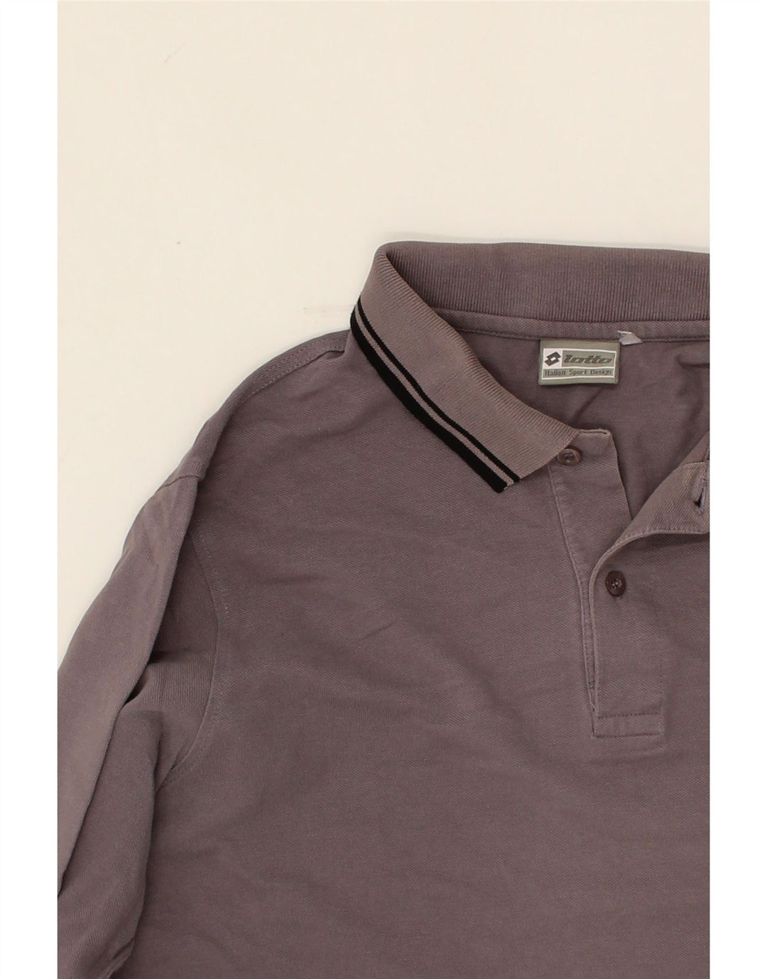 LOTTO Mens Long Sleeve Polo Shirt Large Grey Cotton Vintage Lotto and Second-Hand Lotto from Messina Hembry 
