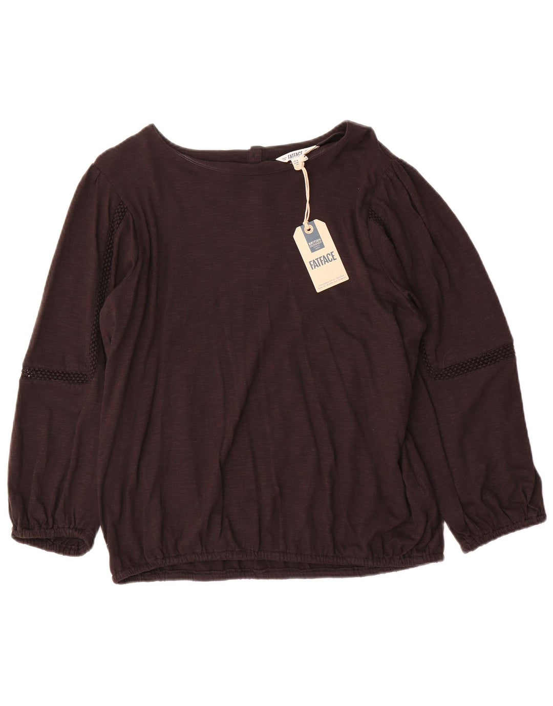 Fat Face Womens Long Sleeve Blouse Top UK 14 Large Brown Cotton