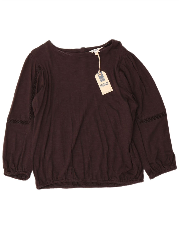 Fat Face Womens Long Sleeve Blouse Top UK 14 Large Brown Cotton