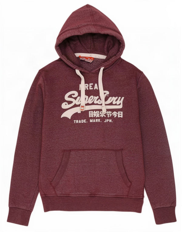 Superdry Mens Graphic Hoodie Jumper Medium Burgundy Cotton