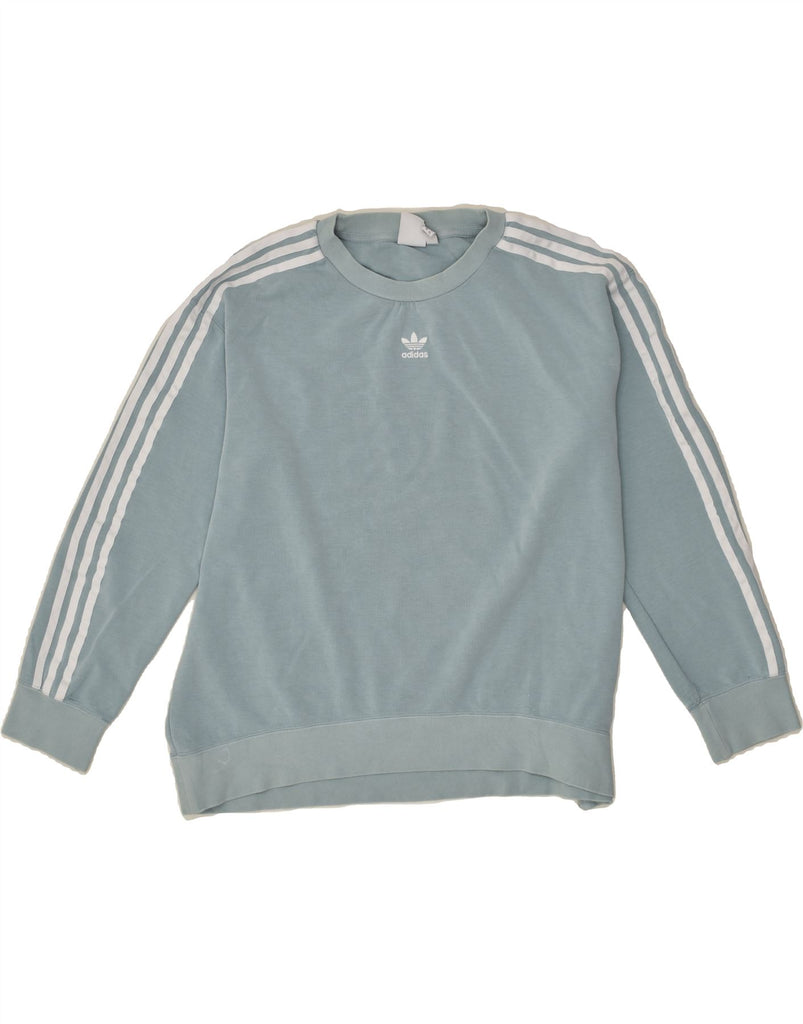 ADIDAS Womens Oversized Sweatshirt Jumper UK 10 Small Blue Cotton | Vintage Adidas | Thrift | Second-Hand Adidas | Used Clothing | Messina Hembry 