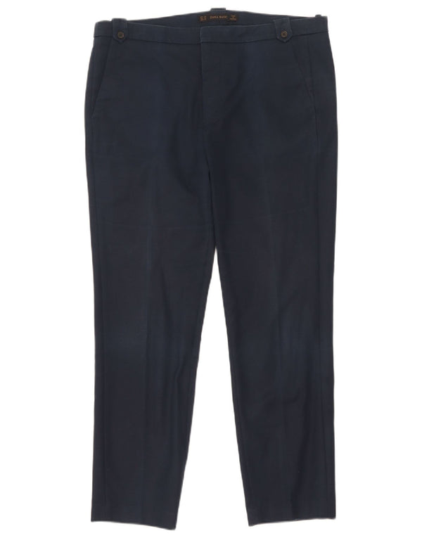 Zara Womens Slim Chino Trousers EU 38 Small W28 L26 Navy Blue Cotton