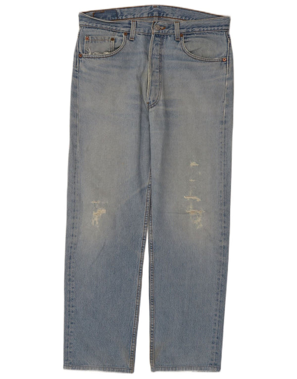 Levi's Mens 501 Distressed Straight Jeans W34 L29 Blue Cotton