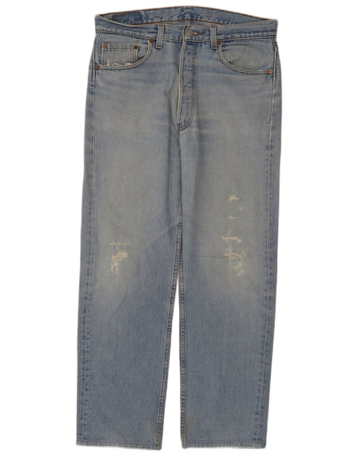 Levi's Mens 501 Distressed Straight Jeans W34 L29 Blue Cotton