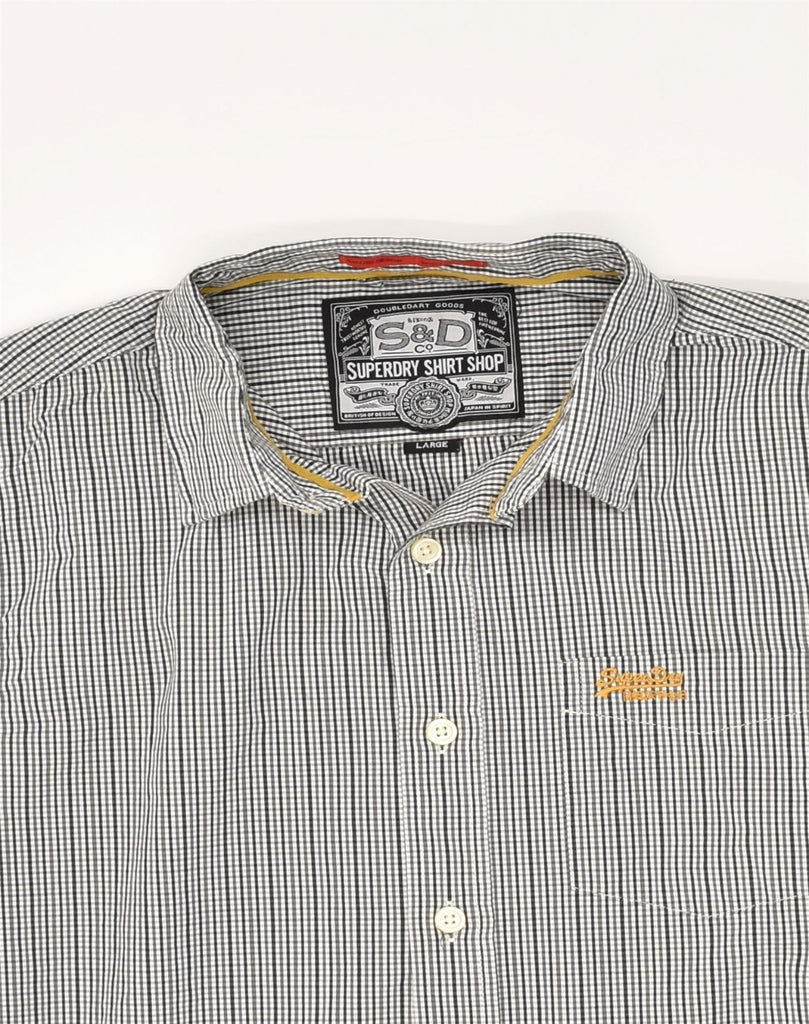 SUPERDRY Mens Shirt Large Grey Check Cotton | Vintage Superdry | Thrift | Second-Hand Superdry | Used Clothing | Messina Hembry 