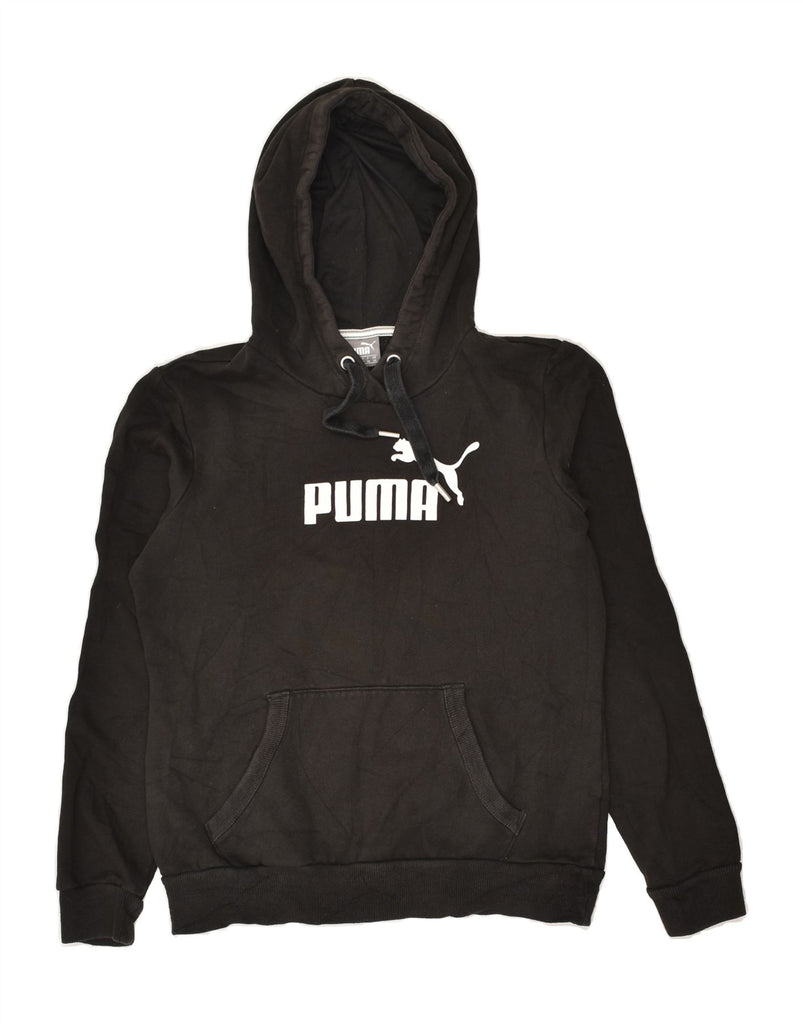 PUMA Womens Graphic Hoodie Jumper UK 10 Small  Black | Vintage Puma | Thrift | Second-Hand Puma | Used Clothing | Messina Hembry 