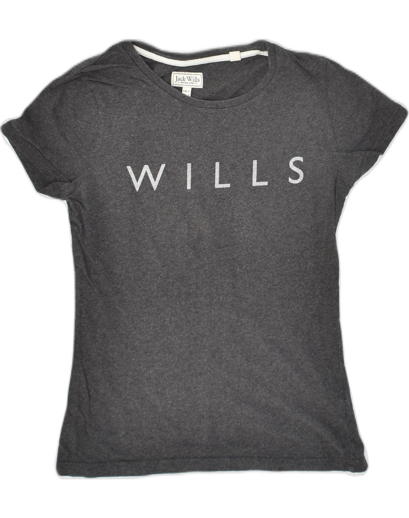 JACK WILLS Womens Graphic T-Shirt Top UK 6 XS Grey Cotton | Vintage Jack Wills | Thrift | Second-Hand Jack Wills | Used Clothing | Messina Hembry 