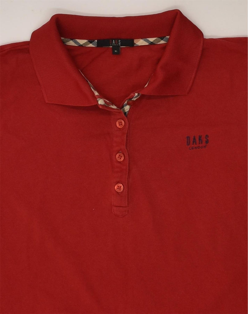 DAKS Womens Polo Shirt UK 18 XL Red Cotton | Vintage DAKS | Thrift | Second-Hand DAKS | Used Clothing | Messina Hembry 